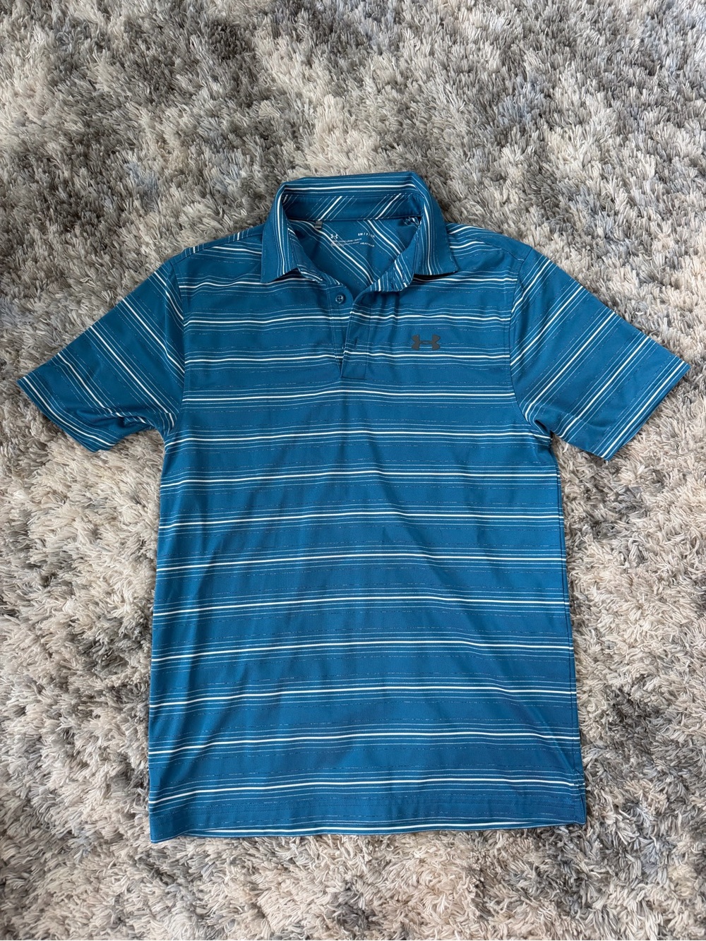 Under Armour Teal Blue Striped Men’s Polo